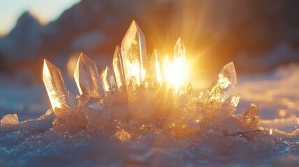 Crystal cluster in winter sun