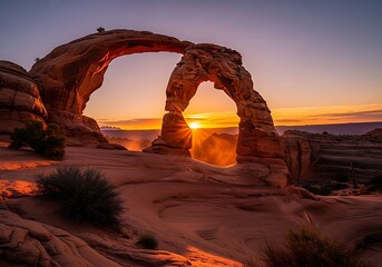 Majestic Double Arch Sunrise Landscape.