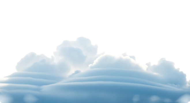 Fluffy white and blue clouds with a bright sky, isolated on transparent background - Powered by Adobe