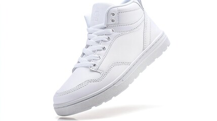 White high-top sneakers, stylish and modern