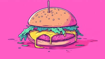 Delicious, stylized hamburger illustration
