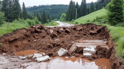 Road Damaged by Landslide