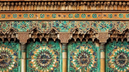 Ornate tiled wall with intricate design