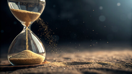 hourglass with sand in with bokeh effect in the background