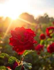 Rose in sunset glow