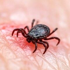 Tick on human skin