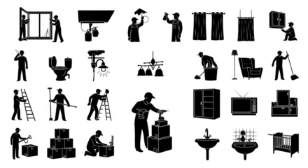 Home improvement illustrations in stark contrast