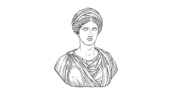 Ethereal Bust Radiates Ancient Mystique on Black