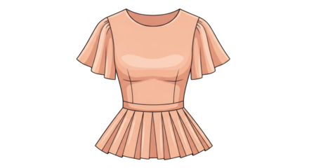 Pink blouse with pleated peplum waist