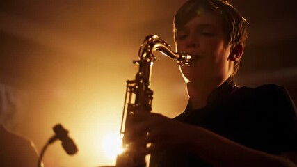 Saxophonist in Golden Light