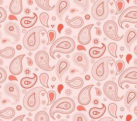 Swatch hand-drawn of tribal interior. Persian paisley in variation buta. Flat design idea by draw contemporary.