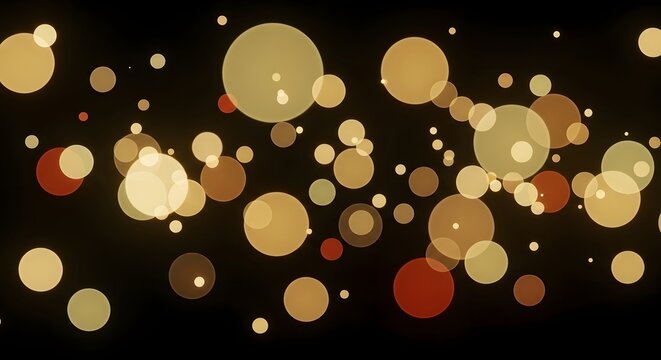 Abstract bokeh lights in warm golden and red tones on a dark background