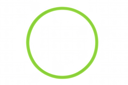 Green circular ring looping shape isolated on transparent background, simple minimal geometric design element