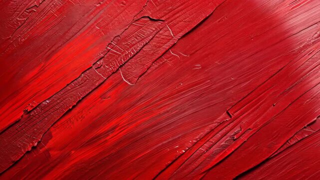 Crimson Brushstrokes: Close-up of vibrant red paint texture, capturing dynamic streaks and a tactile, artistic feel.