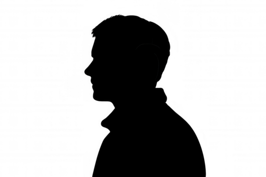 Man silhouette profile creating anonymity and identity, representing hidden persona or digital user