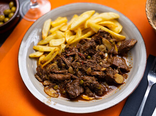 Stewed beef with vegetables (Ternera la Jardinera) - this is a Spanish traditional meat dish