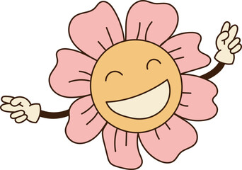 Smiling Flower with Peace Hands
