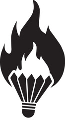 Fiery badminton shuttlecock icon for sports passion
