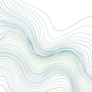 Abstract wavy lines forming a contour map pattern, green and blue