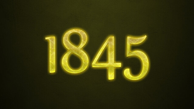 Neon glowing yellow number of 1845 on dark background.