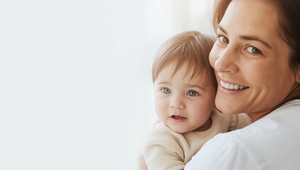 Smiling young family with child in warm daylight