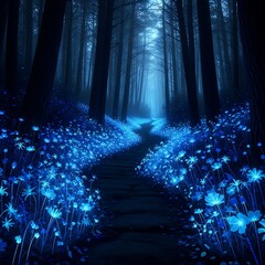 Mystical Blue Forest Pathway.