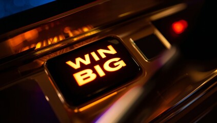 Glowing slot machine lever with win big sign