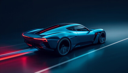 Naklejka premium Futuristic electric sports car in motion