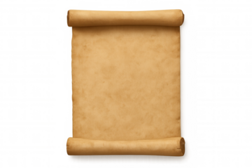Old paper scroll representing history, ancient knowledge, wisdom, and communication with textured blank parchment surface