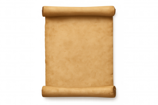 Old paper scroll representing history, ancient knowledge, wisdom, and communication with textured blank parchment surface