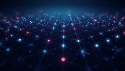 Obraz premium Futuristic digital network grid with glowing nodes