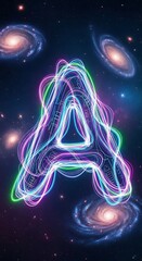 Abstract Neon Letter A in Space.