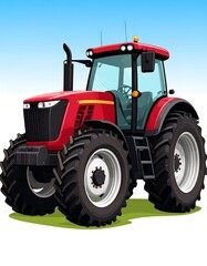 Obraz premium Red tractor on a grassy field