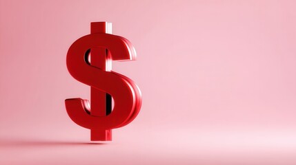 Fototapeta premium Effective Cash Flow Management Concept With a Red Dollar Sign on a Pink Background