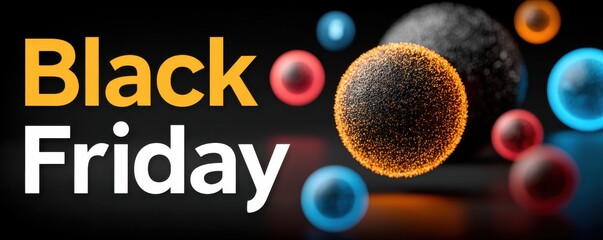 Black Friday sale promotion with abstract colorful particles and dark background