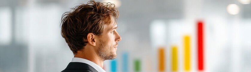 Fototapeta premium Business Professional Analyzes Growth Charts in a Modern Office Environment for Effective Leadership