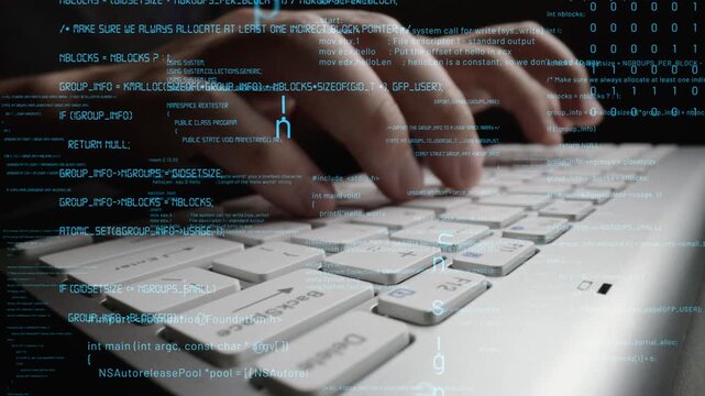 Dynamic scene of hands typing on a keyboard with glowing code and data in a dark setting, illustrating programming and technology in action. Perfect for tech visuals. Xenic