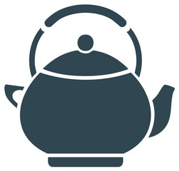 Simple Stylized Teapot Kettle Icon for Hot Beverages and Kitchenware Flat Design