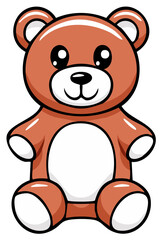 Obraz premium Cute brown teddy bear cartoon character sitting with a friendly smile and big eyes
