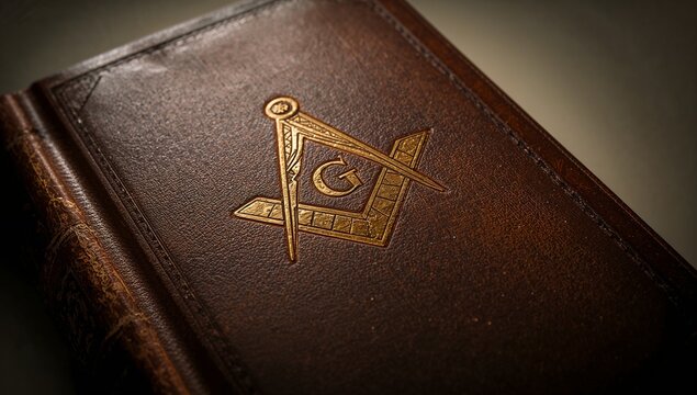 Closeup of worn freemason book cover