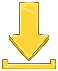 Yellow Down Arrow Icon Symbolizing Download or Save Action