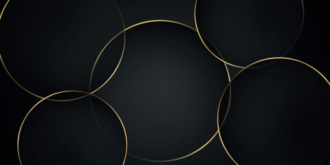 Black abstract background with overlapping layers of decorative circular shapes. Modern background design with a glass concept for web banners, posters, flyers, cards, covers, or brochures. VOL 6