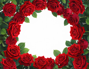 Red rose green leaf flower frame floral border romantic decoration natural beauty fresh petals garden plant vibrant color blooming flower