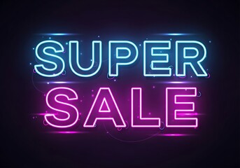 Neon Super Sale Banner.