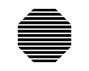 Streaked octagon figure. Basic striped geometric shape isolated on white background. Simple design element. Vector graphic illustration.