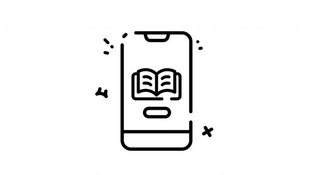 Loopable e-book icon animation with alpha channel. Great for digital libraries, e-reading platforms, and online courses.