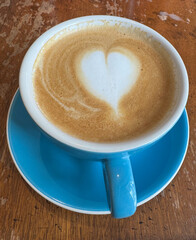Latte Art Heart in Café
