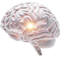 Intricate human brain illustration glowing with energy, symbolizing creativity and thought processes