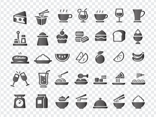 Food, Drink, and Restaurant Icons for Menu and Design
