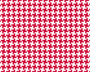 Pepitas or shemagh pattern. Red and white checkered background. Oriental textile motif. Plaid, scarf or cloth fabric print. Tweed textile design. Classic duotone ornament. Vector graphic illustration.